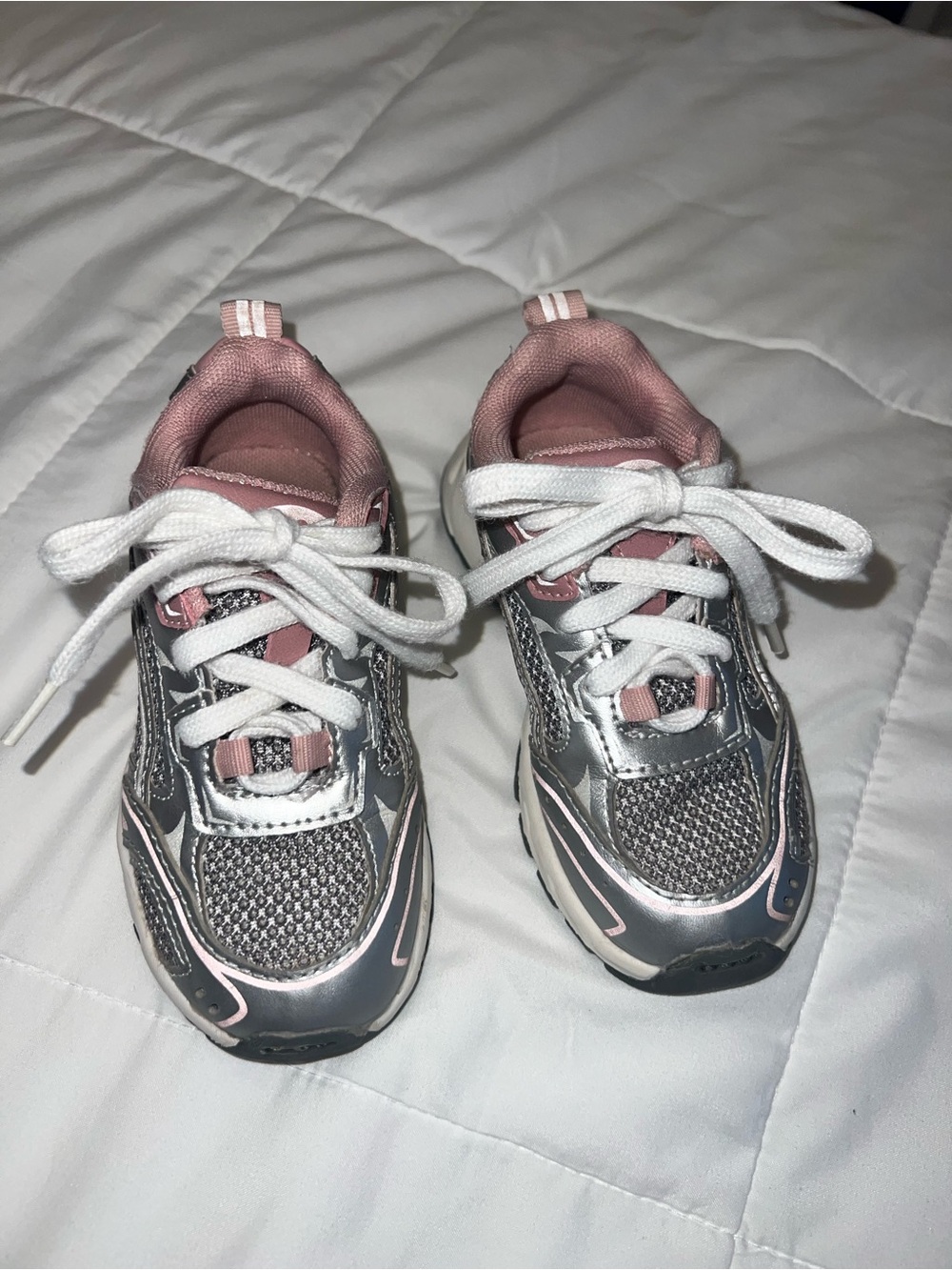 Zara Silver and Pink Girls' Athletic Sneakers
